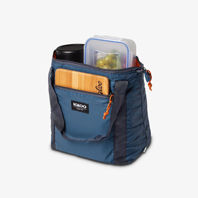 Open View | Packable Puffer 10-Can Cooler Bag::Denim::Up to 8 hours ice retention