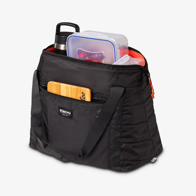 Open View | Packable Puffer 20-Can Cooler Bag::Black::Up to 8 hours ice retention