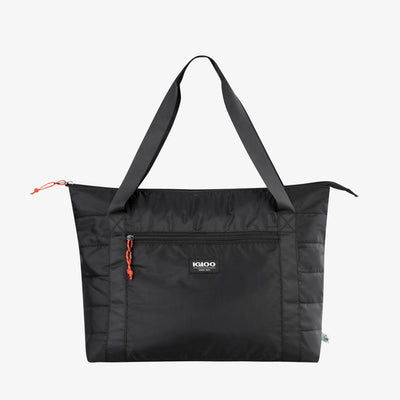 Front View | Packable Puffer 20-Can Cooler Bag::Black::