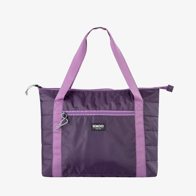 Front View | Packable Puffer 20-Can Cooler Bag::Eggplant::