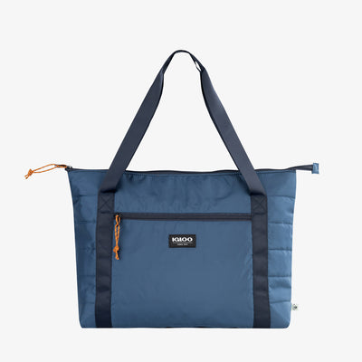 Front View | Packable Puffer 20-Can Cooler Bag::Denim::