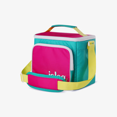 Angle View | Retro Square Lunch Bag::Jade::Adjustable shoulder strap