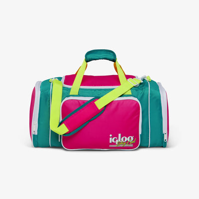 Front View | Retro Duffel Bag Cooler::Jade::Carryall cooler bag