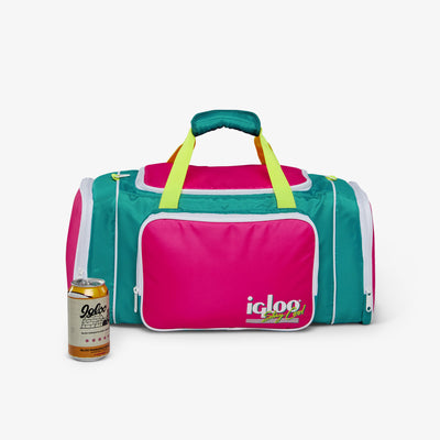 Size View | Retro Duffel Bag Cooler::Jade::Holds up to 24 cans