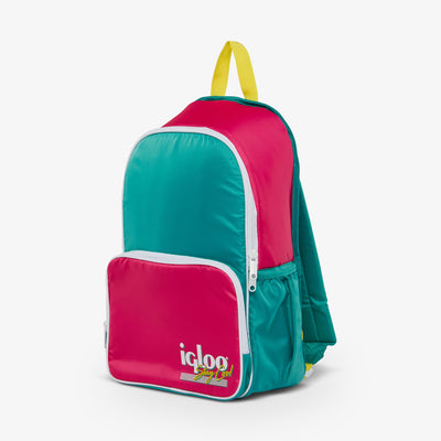 Angle View | Retro Backpack Cooler::Jade::Soft, exterior fabric