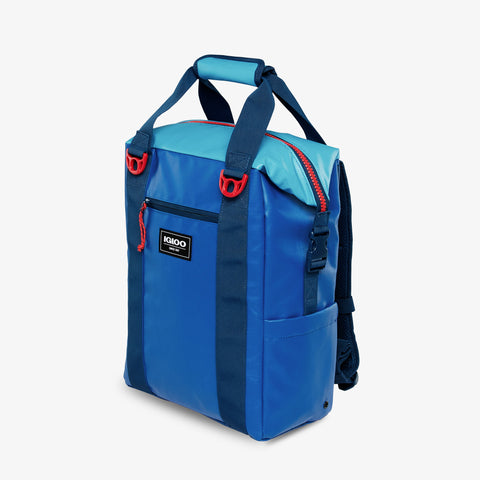 Angle View | Outdoor Pro Snapdown 42-Can Backpack::Classic Blue/Hawaiian Ocean