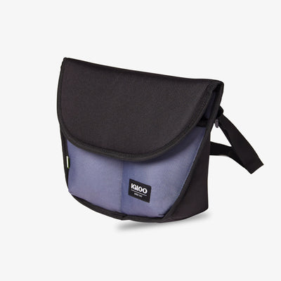 Angle View | FUNdamentals Messenger Cooler Bag::Black/Castle Rock::Top fold-over flap