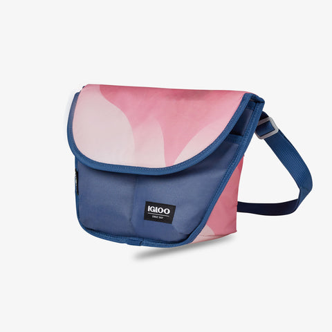 Angle View | FUNdamentals Messenger Cooler Bag::Gradient Haze::Top fold-over flap