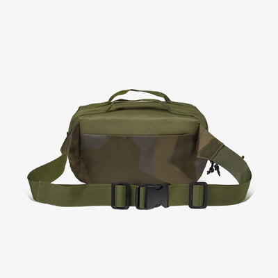 Back Strap View | FUNdamentals Hip Pack Cooler Bag::Swedish Camo::Adjustable waist strap