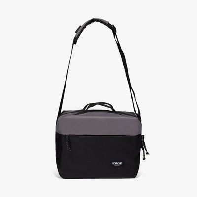 Strap Up View | FUNdamentals Cube Cooler Bag::Black/Castle Rock::Adjustable crossbody strap