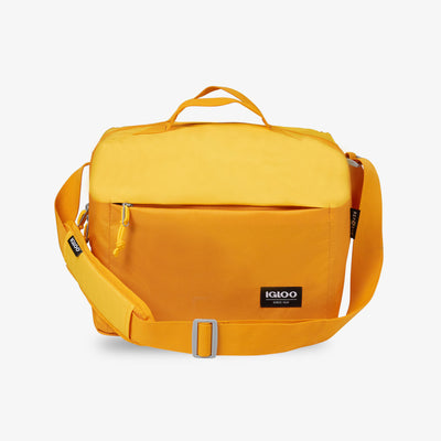 Front View | FUNdamentals Cube Cooler Bag::Autumn Blaze/Spectra Yellow::Made from recycled water bottles