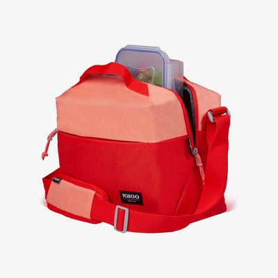 Open View | FUNdamentals Cube Cooler Bag::Fresh Salmon/Fiesta::Insulated liner
