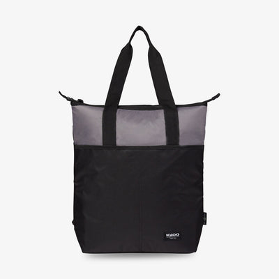 Front View | FUNdamentals Tote Cooler Backpack::Black/Castle Rock::Made from recycled water bottles