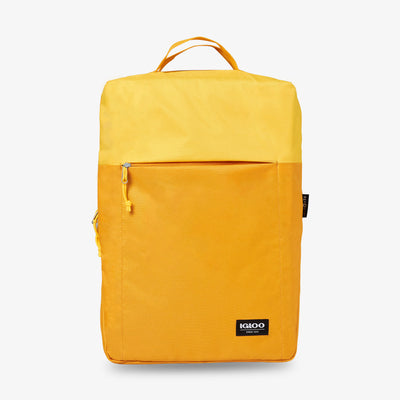 Front View | FUNdamentals Lotus Cooler Backpack::Autumn Blaze/Spectra Yellow::Made from recycled water bottles