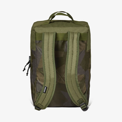 Back Straps View | FUNdamentals Lotus Cooler Backpack::Swedish Camo::Adjustable, padded backpack straps