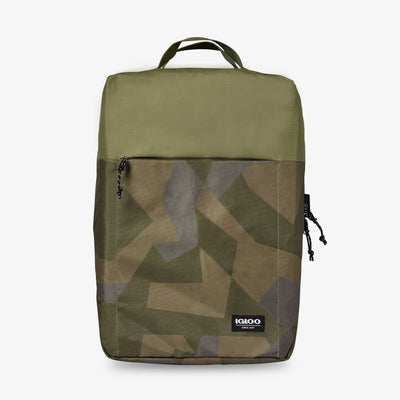 Front View | FUNdamentals Lotus Cooler Backpack::Swedish Camo::Made from recycled water bottles