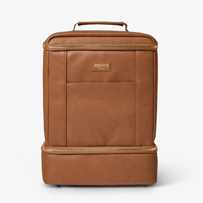 Front View | Igloo Luxe Dual Compartment Backpack::Cognac::