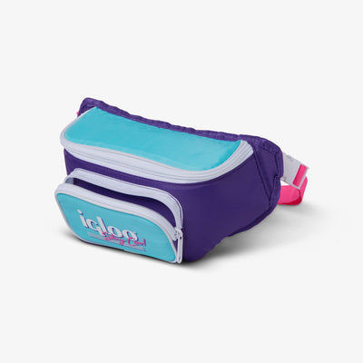 Front Pouch View | Retro Fanny Pack::Purple::Front zip pocket