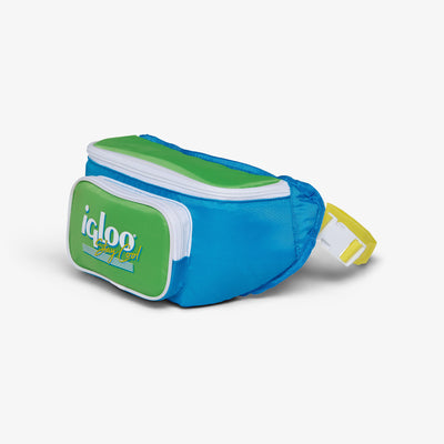 Angle View | Retro Fanny Pack::Fiesta Blue::Adjustable waist strap
