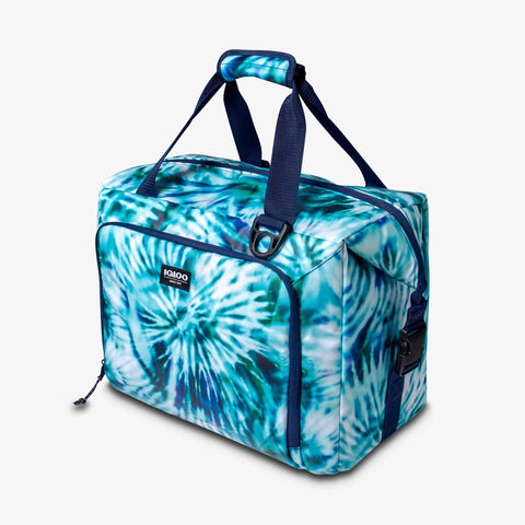 Angle View | Seadrift Snapdown 36-Can Bag::Radial Tie-Dye