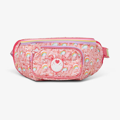 Front View | The Care Bears™ Cheer Bear Fanny Pack::::Fuzzy character details on pocket