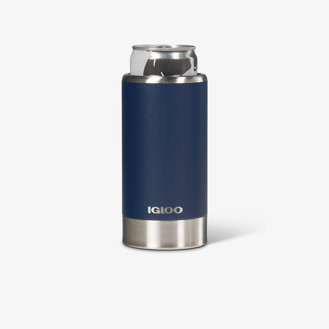 Can In View | 12 Oz Slim Stainless Steel Coolmate::Rugged Blue::Keeps 12-oz slim cans cold