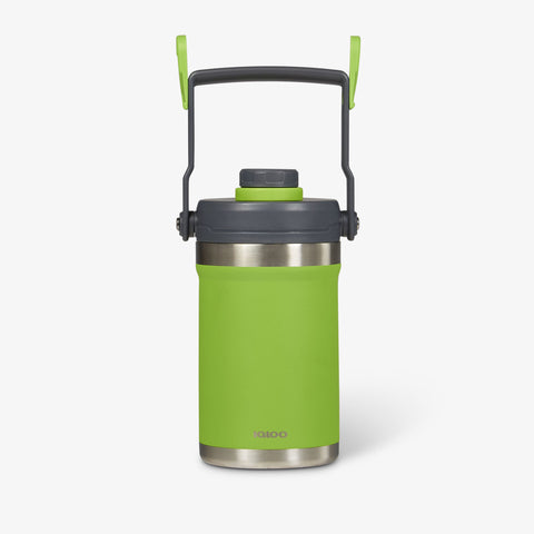 Handle View | Half Gallon Stainless Steel Sports Jug::Green::Sturdy handle with fence hooks