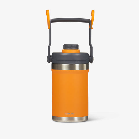 Handle View | Half Gallon Stainless Steel Sports Jug::Orange::Sturdy handle with fence hooks
