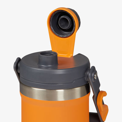 Cap View | Half Gallon Stainless Steel Sports Jug::Orange::Easy-chug Spout