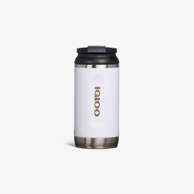 Front View | 12 Oz Flip ‘n’ Sip Tumbler::Gloss White::Fits in standard cup holders