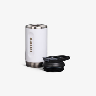 Lid Off VIew | 12 Oz Flip ‘n’ Sip Tumbler::Gloss White::Double-wall, vacuum-insulated