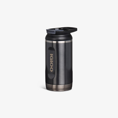 Angle View | 12 Oz Flip ‘n’ Sip Tumbler::Gloss Carbonite::No-look-sip indicator