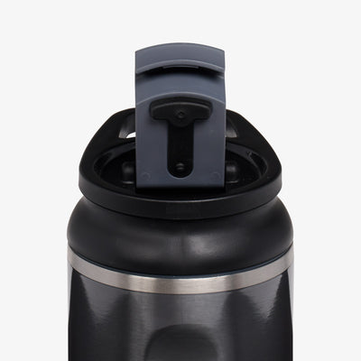 Lid Open View | 12 Oz Flip ‘n’ Sip Tumbler::Gloss Carbonite::Leakproof Flip ‘n’ Sip lid