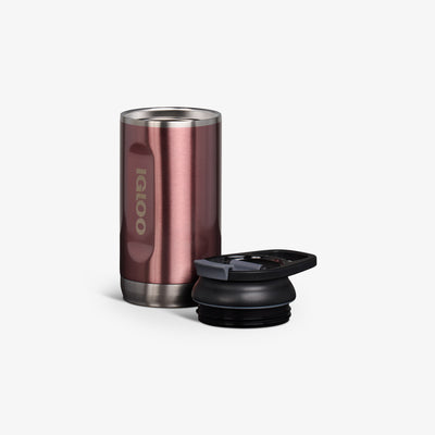 Lid Off VIew | 12 Oz Flip ‘n’ Sip Tumbler::Gloss Flamingo::Double-wall, vacuum-insulated