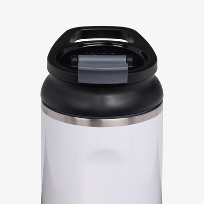 Close Up Lid View | 16 Oz Flip ‘n’ Sip Tumbler::White::Retention: Up to 24hrs cold / 4hrs hot*