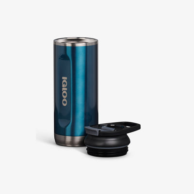 Lid Off View | 16 Oz Flip ‘n’ Sip Tumbler::Modern Blue::Double-wall, vacuum-insulated