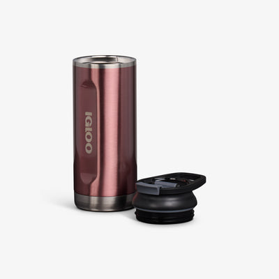 Lid Off View | 16 Oz Flip ‘n’ Sip Tumbler::Gloss Flamingo::Double-wall, vacuum-insulated