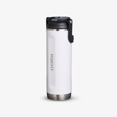 Angle View | 20 Oz Sport Sipper Bottle::Gloss White::No-look-sip indicator 