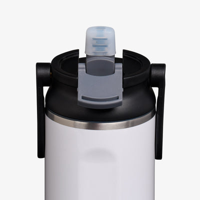 Lid Open View | 20 Oz Sport Sipper Bottle::Gloss White::Leakproof Sport Sipper lid 