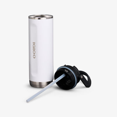 Lid Off View | 20 Oz Sport Sipper Bottle::Gloss White::Double-wall, vacuum-insulated 