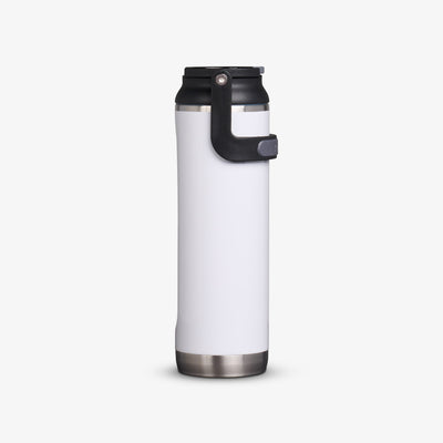 Profile View | 20 Oz Sport Sipper Bottle::Gloss White::Tuck Tight handle 