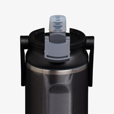 Lid Open View | 20 Oz Sport Sipper Bottle::Gloss Carbonite::Leakproof Sport Sipper lid
