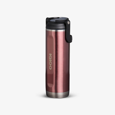 Angle View | 20 Oz Sport Sipper Bottle::Gloss Flamingo::No-look-sip indicator