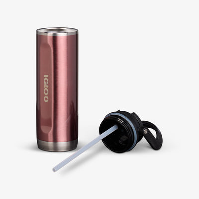 Lid Off View | 20 Oz Sport Sipper Bottle::Gloss Flamingo::Double-wall, vacuum-insulated