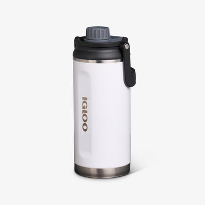 Angle View | 36 Oz Twist ‘n’ Chug Bottle::Gloss White::No-look-sip indicator 