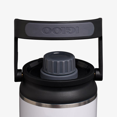 Lid View | 36 Oz Twist ‘n’ Chug Bottle::Gloss White::1/4 turn chugger cap 